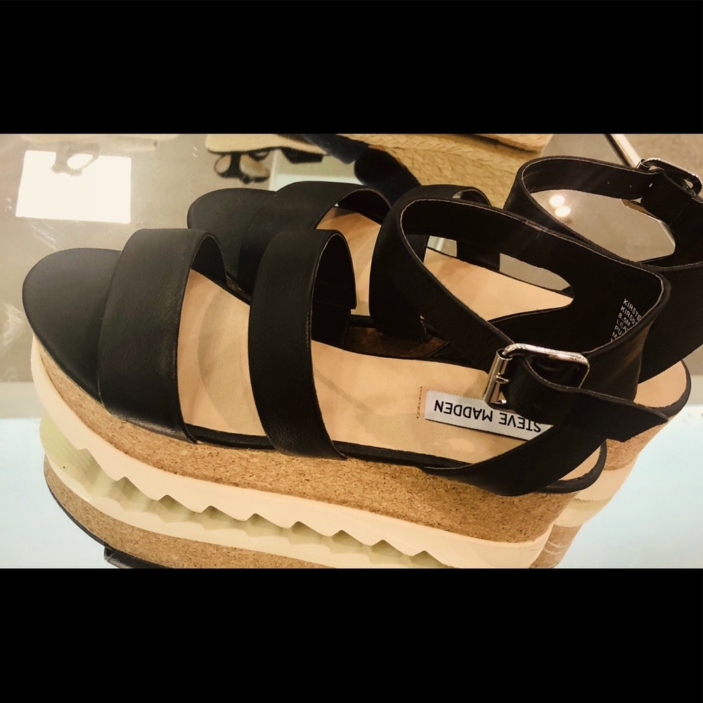 Steve Madden Kirsten Black Sandals 8.5M espadrille